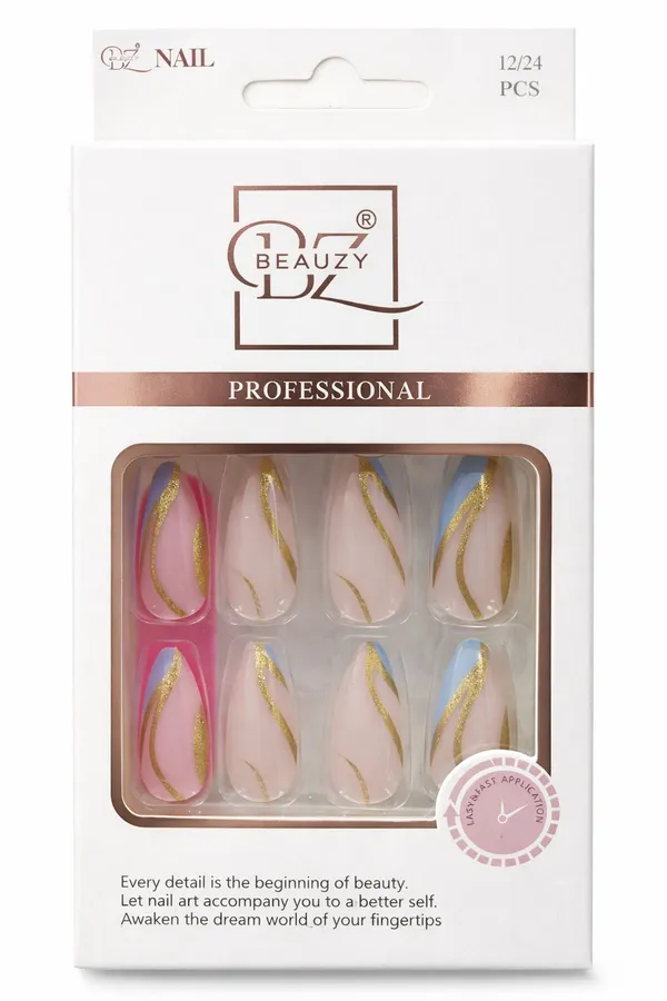 Pink_And_Grey_Press_On_Gel_Nail_Art_Stickers_Set_Professional_Reusable_Fake_Nails_With_Gold_Marble_For_Women