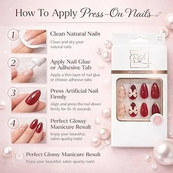 Burgundy_And_Pink_Press_On_Gel_Nail_Set_With_Bow_For_Women