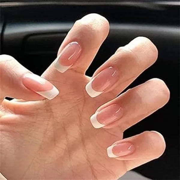 Pink_And_White_Professional_Press_On_Gel_Nail_Set_Gradient_For_Women