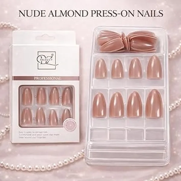 Brownish_Pink_Professional_Press_On_Artificial_Nail_Set_Metallic_Finish_For_Women