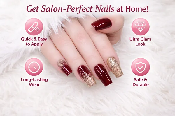 Burgundy_And_Golden_Professional_Press_On_Nail_Set_For_Women