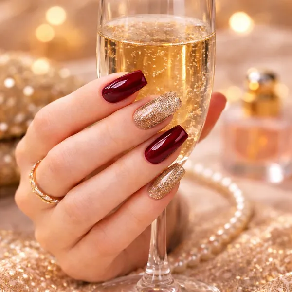 Burgundy_And_Golden_Professional_Press_On_Nail_Set_For_Women