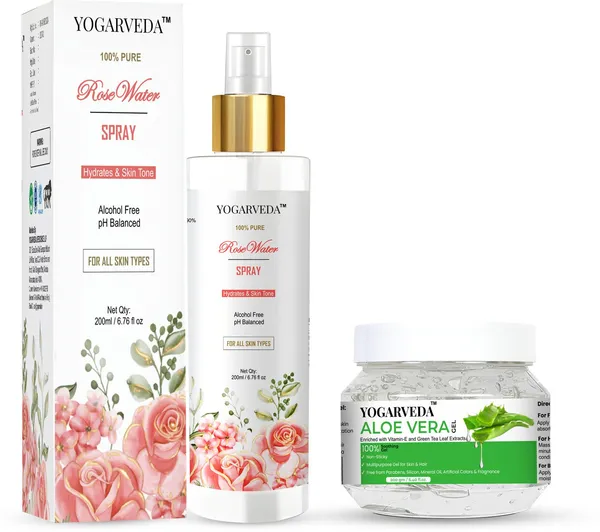 Yogarveda_100%_Pure_Rose_Water_Spray_200Ml_And_Aloe_Vera_Gel_200G_Combo_(200_Ml_200_G)