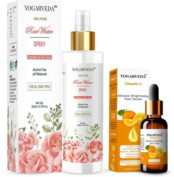 Yogarveda_Rose_Water_Spray_(200Ml)_And_Vitamin_C_Face_Serum_(30Ml)_Combo_(2_Items_In_The_Set)