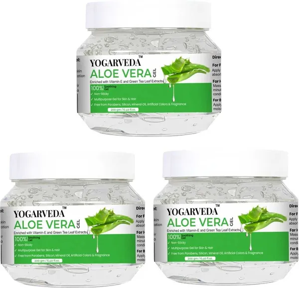 Yogarveda_Aloe_Vera_Gel_For_Skin_And_Hair_â_100%_Pure_And_Green_Tea_Extracts_200Gm_(Pack_Of_3_200_G)
