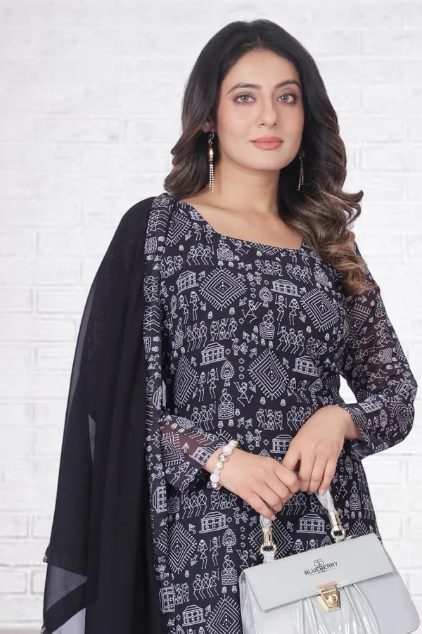 Black_Cotton_Kurti_&_Dupatta_Set_For_Women