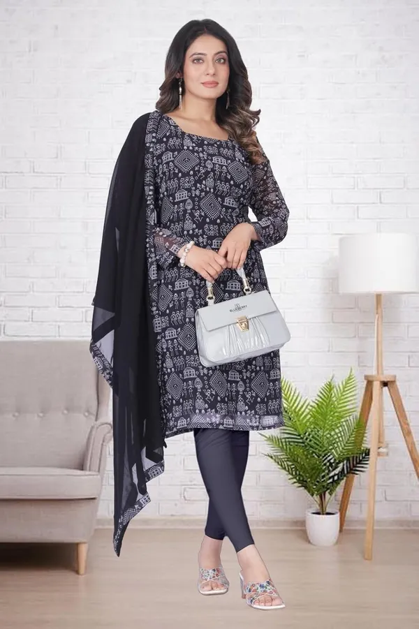 Black_Cotton_Kurti_&_Dupatta_Set_For_Women