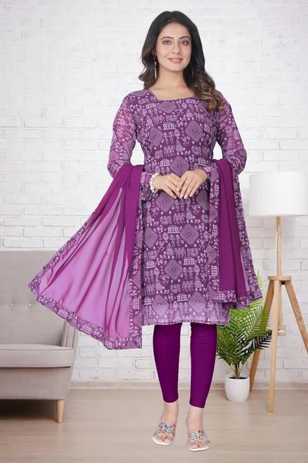 Purple_Cotton_Kurti_&_Dupatta_Set_For_Women