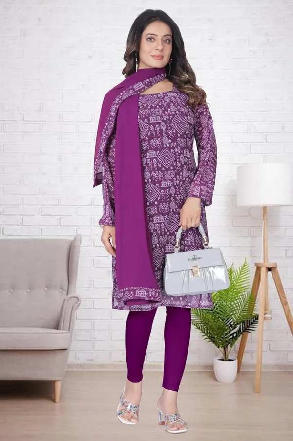 Purple_Cotton_Kurti_&_Dupatta_Set_For_Women
