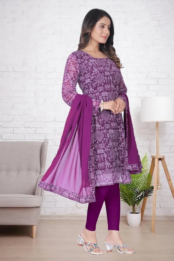 Purple_Cotton_Kurti_&_Dupatta_Set_For_Women