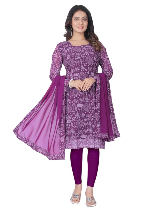 Purple_Cotton_Kurti_&_Dupatta_Set_For_Women