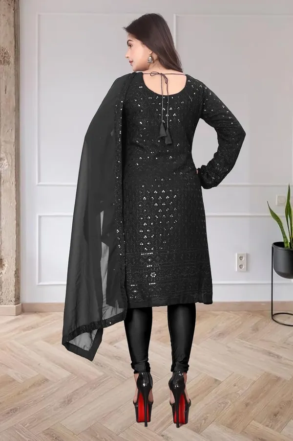 Black_Rayon_And_Cotton_Kurti_&_Dupatta_Set_For_Women