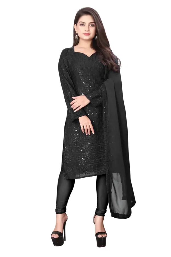 Black_Rayon_And_Cotton_Kurti_&_Dupatta_Set_For_Women