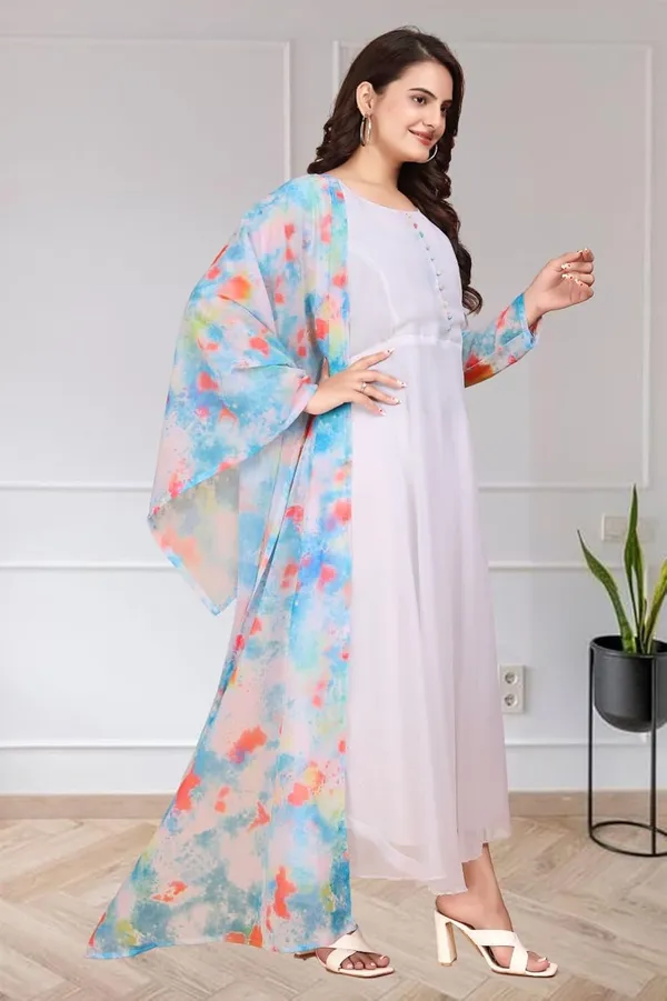 Off-White_Georgette_Kurti_&_Dupatta_Set_For_Women