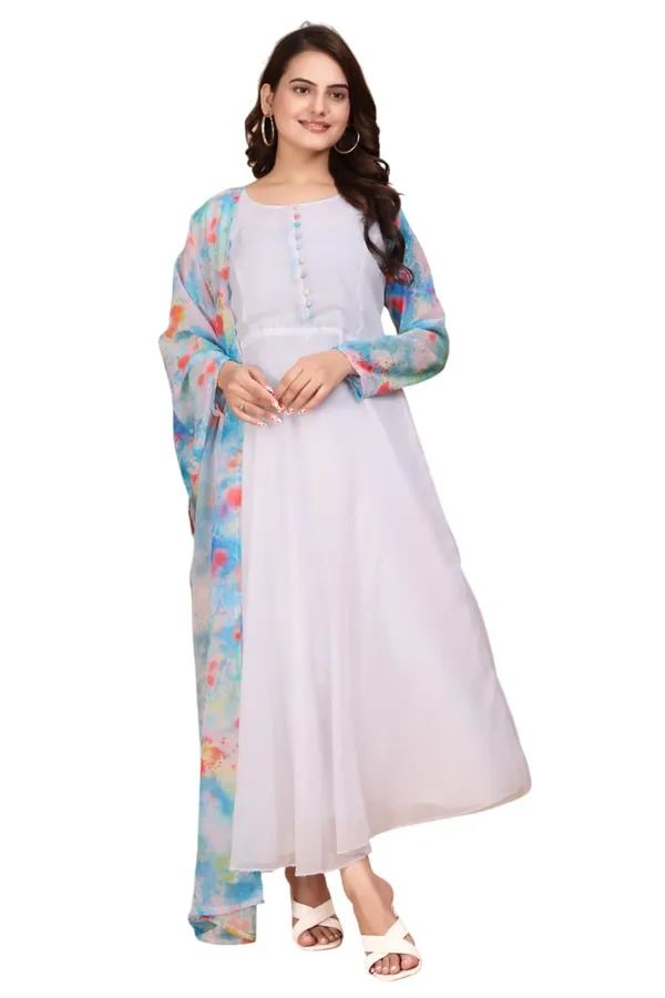 Off-White_Georgette_Kurti_&_Dupatta_Set_For_Women