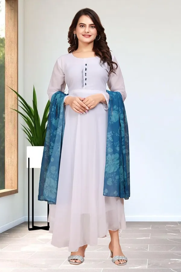 Blue_Georgette_Kurti_&_Dupatta_Set_For_Women
