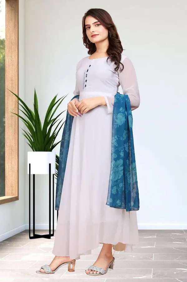 Blue_Georgette_Kurti_&_Dupatta_Set_For_Women