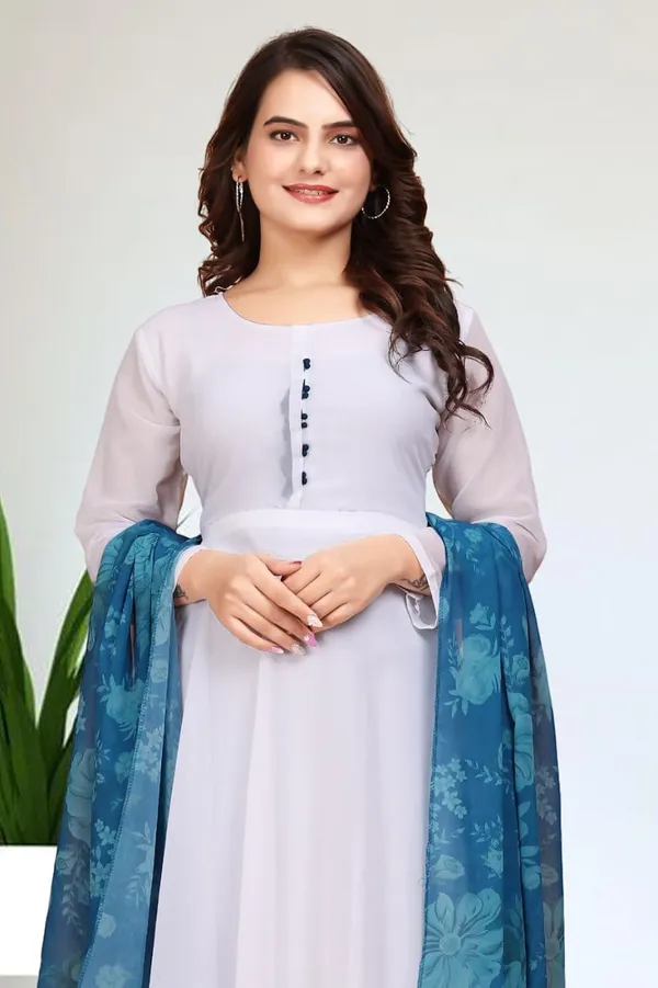 Blue_Georgette_Kurti_&_Dupatta_Set_For_Women