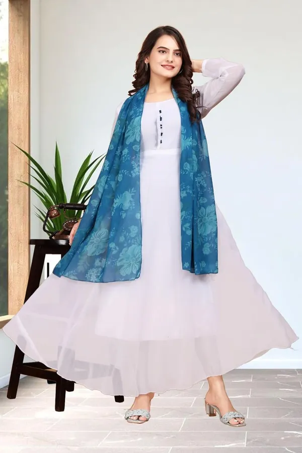 Blue_Georgette_Kurti_&_Dupatta_Set_For_Women
