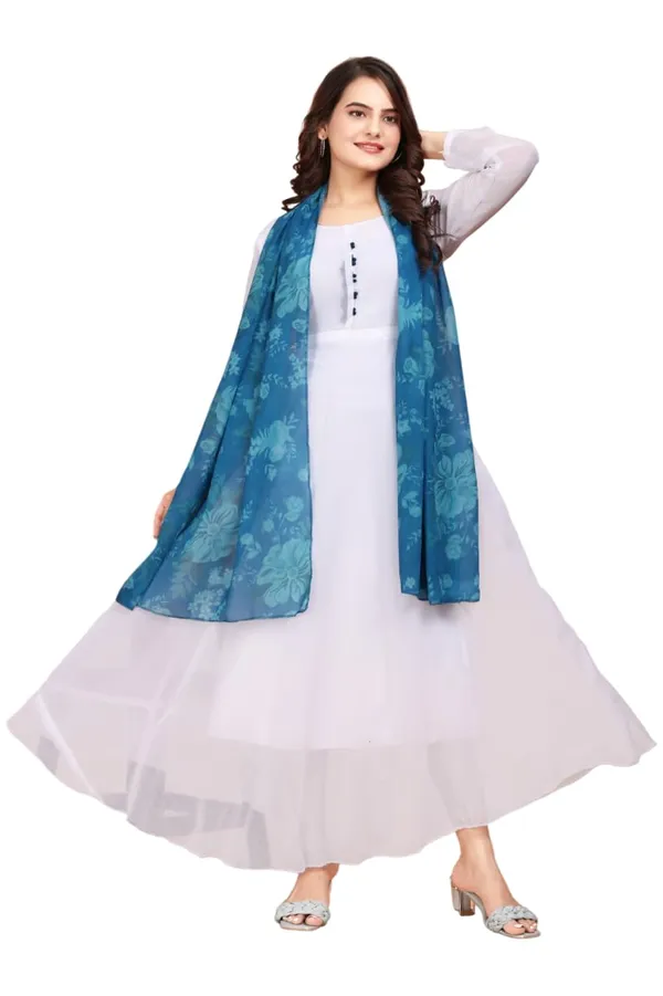 Blue_Georgette_Kurti_&_Dupatta_Set_For_Women