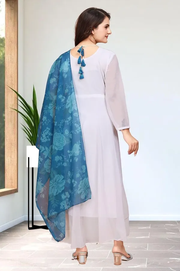 Blue_Georgette_Kurti_&_Dupatta_Set_For_Women