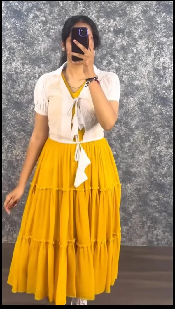 Mustard_Georgette_And_Cotton_Gown_Dress_For_Women