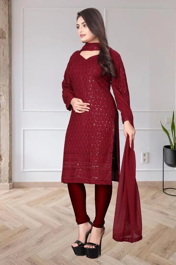 Red_Rayon_And_Cotton_Moghul_Gown_&_Dupatta_For_Women