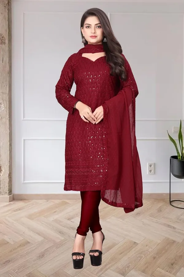 Red_Rayon_And_Cotton_Moghul_Gown_&_Dupatta_For_Women