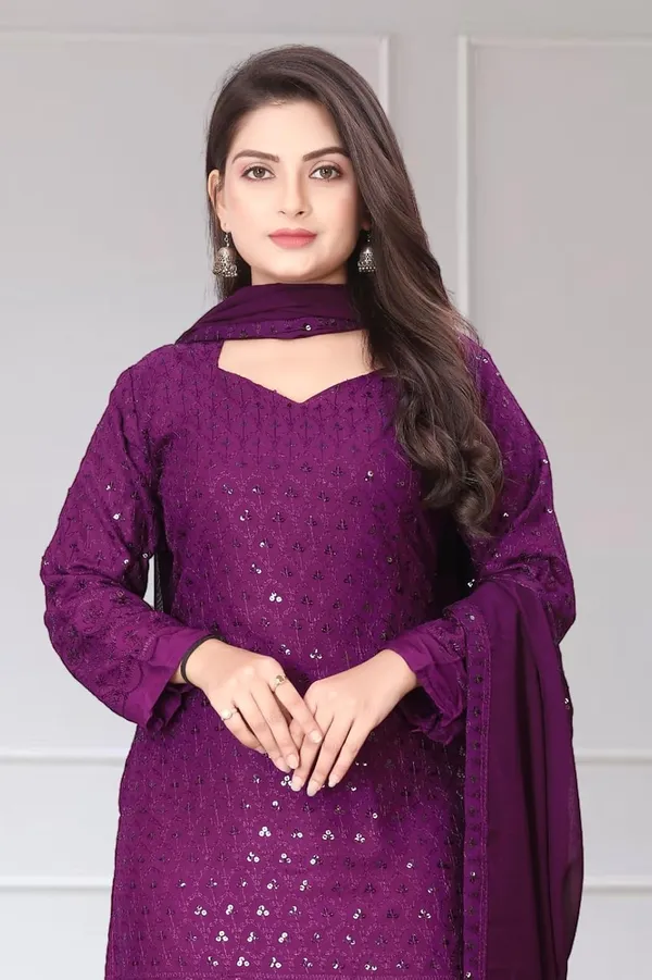 Wine_Rayon_And_Cotton_Kurti_&_Dupatta_Set_For_Women