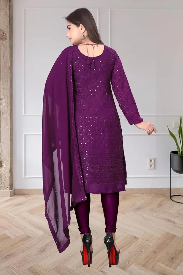 Wine_Rayon_And_Cotton_Kurti_&_Dupatta_Set_For_Women