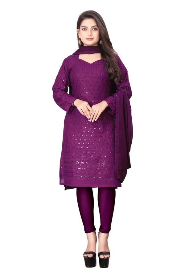 Wine_Rayon_And_Cotton_Kurti_&_Dupatta_Set_For_Women