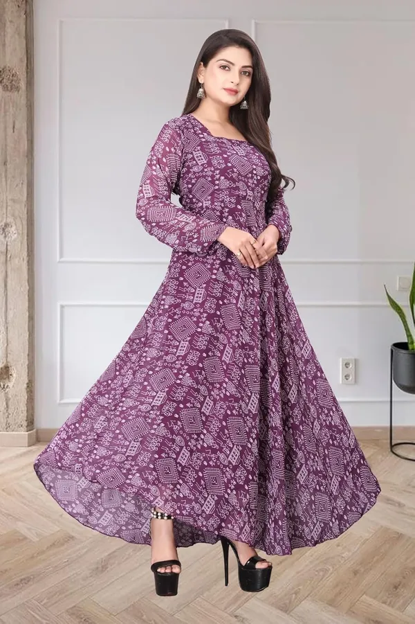 Wine_Georgette_Gown_Dress_&_Jacket_For_Women