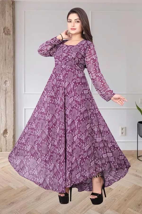 Wine_Georgette_Gown_Dress_&_Jacket_For_Women