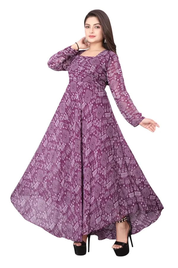Wine_Georgette_Gown_Dress_&_Jacket_For_Women