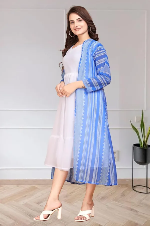 Skyblue_Georgette_Frock_Dress_&_Shrug_Set_For_Women