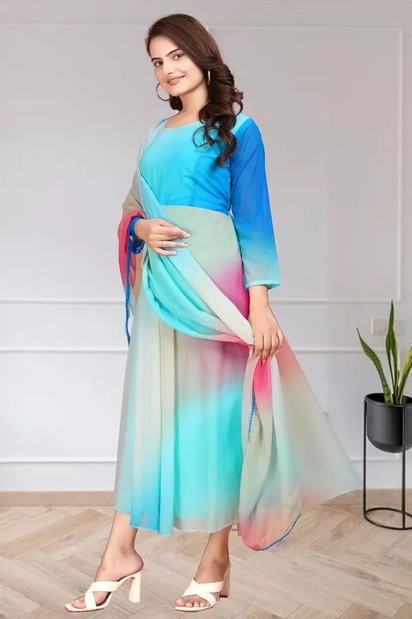 Teal_Green_Georgette_Gown_Dress_For_Women