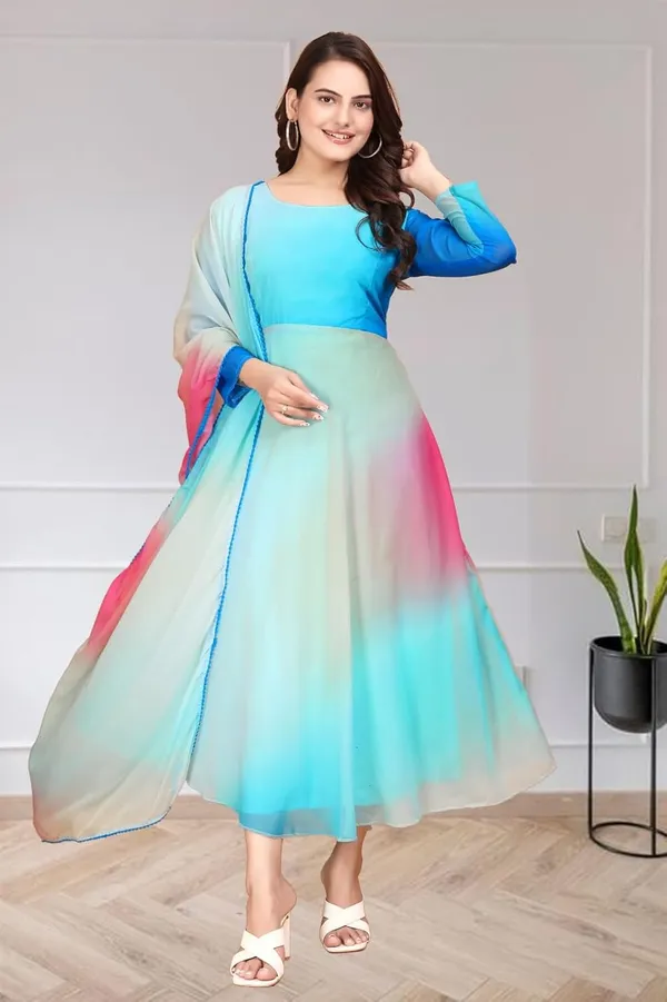 Teal_Green_Georgette_Gown_Dress_For_Women
