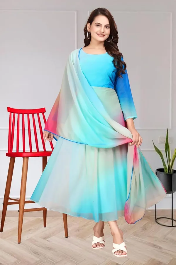 Teal_Green_Georgette_Gown_Dress_For_Women