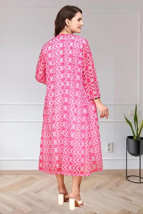 Pink_Georgette_Frock_Dress_&_Shrug_Set_For_Women