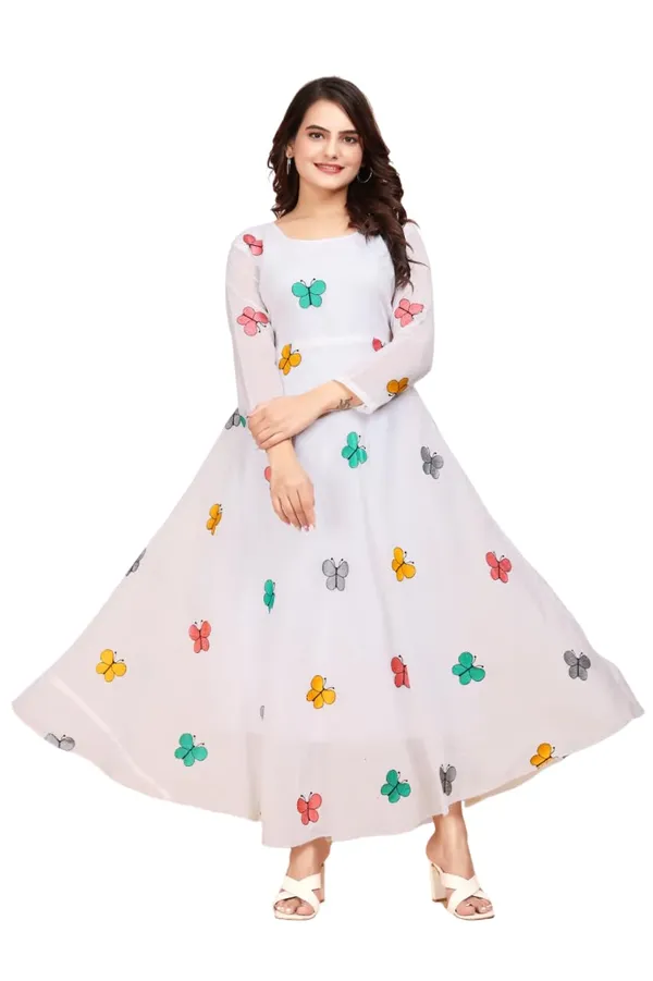 White_Chanderi_Cotton_Gown_Dress_For_Women