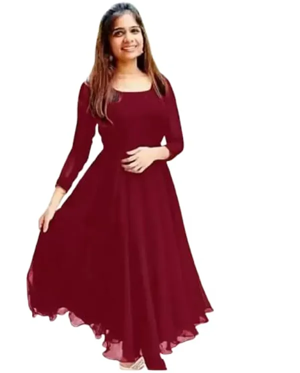 Maroon_Georgette_Gown_Dress_For_Women