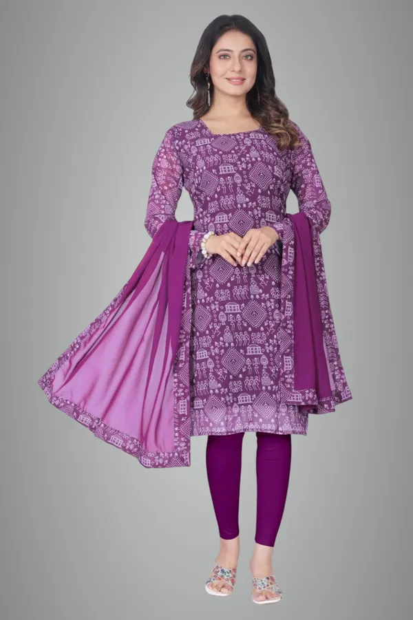 Purple_Cotton_Kurti_&_Dupatta_Set_For_Women