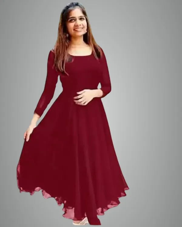 Maroon_Georgette_Gown_Dress_For_Women