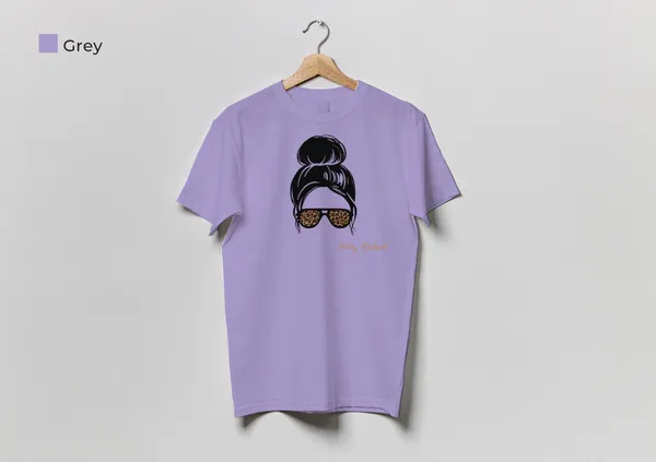 Graphic_T-Shirt_With_Messy_Bun_And_Sunglasses_Design_(Lavender_/_Grey)_And_Swag_Music_Print_Grey_Cotton_T-Shirt_Pack_Of_2