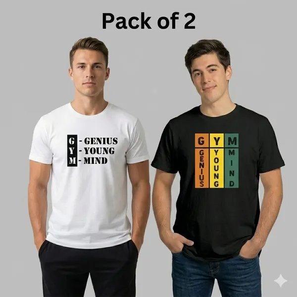 Gym_Genius_Young_Mind_Graphic_T-Shirt_-_Black_And_Gym_Graphic_White_T-Shirt_-_Genius_Young_Mind_Print_Pack_Of_2
