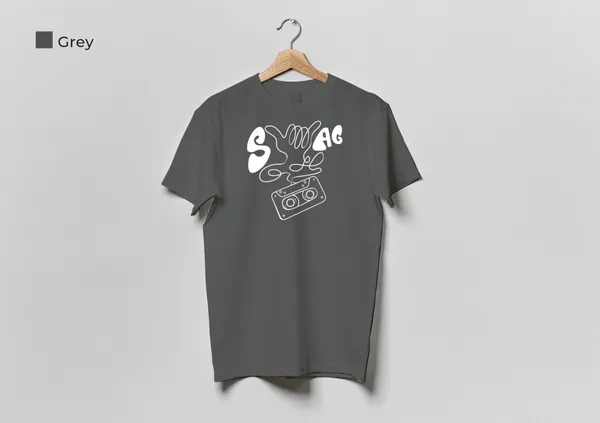 Graphic_T-Shirt_With_Messy_Bun_And_Sunglasses_Design_(Lavender_/_Grey)_And_Swag_Music_Print_Grey_Cotton_T-Shirt_Pack_Of_2