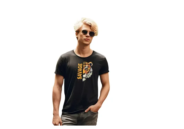 Savage_Tiger_Graphic_Print_T-Shirt_-_Black_And_Legacy_Printed_Graphic_T-Shirt_-_Beige_Yellow_Pck_Of_2