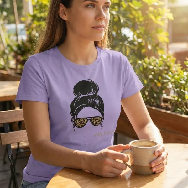 Graphic_T-Shirt_With_Messy_Bun_And_Sunglasses_Design_(Lavender_/_Grey)_And_Swag_Music_Print_Grey_Cotton_T-Shirt_Pack_Of_2