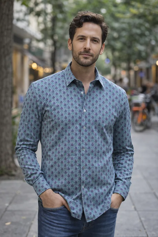 Men'S_Blue_Printed_Full_Sleeve_Casual_Shirt