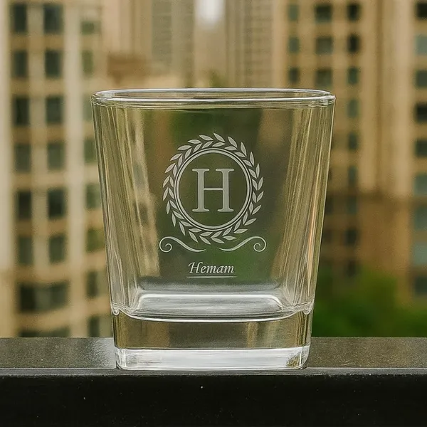 Personalized_Crystal_Whiskey_Glass_290_Ml_Engraved_Laurel_Monogram_Design_Custom_Name_Gift